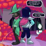  blush conditional_dnp deltarune digital_media_(artwork) fur grumpyvulpix human kris_(deltarune) male mammal monster peeing penis ralsei urine watersports 