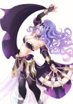 1girl bare_shoulders breasts camilla_(fire_emblem_if) cleavage dancer detached_sleeves fire_emblem fire_emblem_if hair_over_one_eye large_breasts long_hair midriff navel nintendo purple_hair smile solo standing tagme 