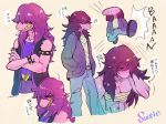  &lt;3 2018 anthro better_version_at_source binder blush clothed clothing deltarune female hair japanese_text noaharbre_(artist) reptile scalie simple_background smile solo spikes susie_(deltarune) teeth text translation_request video_games 