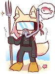  animal_ear_fluff animal_ears beach blonde_hair blush diving_mask facing_viewer fish flippers fox_ears fox_girl fox_tail full_body hair_bun holding kemomimi-chan_(naga_u) long_hair naga_u original polearm sand sidelocks snorkel snorkel_in_mouth solo sparkle standing starfish tail thought_bubble trident water weapon wetsuit white_background 