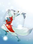  absurd_res canine christmas costume dancing female fox hi_res holidays mammal santa_costume snow snowing solo teeth zigrock001 