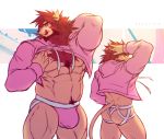  2018 anthro biceps bulge clothing feline fur hoodie jockstrap lion male mammal meme muscular muscular_male pubes revelion simple_background twitter_hoodie underwear 