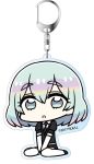  :o androgynous aqua_eyes black_footwear black_neckwear chan_co chibi diamond_(houseki_no_kuni) gem_uniform_(houseki_no_kuni) houseki_no_kuni keychain luster multicolored_hair necktie official_art open_mouth promotional_art shirt short_hair short_sleeves shorts solo source_request uniform white_shirt 