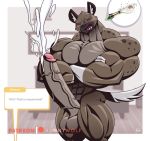  aggressive_retsuko anthro balls crossed_arms cum cumshot ejaculation erection haida hands-free humanoid_penis hyena hyper hyper_muscles hyper_penis male mammal muscular muscular_male nude open_mouth orgasm penis solo standing vein veiny_penis wolfiecanem 