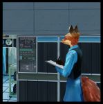  anthro canine clipboard clothed clothing computer female fox holding_object ibm idioticbat mammal skirt solo standing vest 