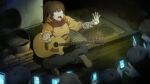  1girl 6+others black_pants brown_hair cellphone chaos;child chaos;child_love_chu_chu!! crowd game_cg guitar guitar_case hands_up highres hood hoodie instrument instrument_case jacket long_hair multiple_others nervous nervous_sweating official_art open_mouth orange_hoodie orange_jacket pants phone ponytail recording sasaki_mutsumi screaming shoes smartphone sneakers sweat takayanagi_momone teeth tongue white_eyes 
