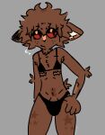 2025 anthro arm_tuft armpit_hair armpit_tuft barely_visible_genitalia barely_visible_penis bikini bikini_bottom bikini_top body_hair brown_body brown_fur chest_tuft clothing colored digital_drawing_(artwork) digital_media_(artwork) domestic_cat felid feline felis femboy fiddlefingers69 fur genitals hand_on_hip hi_res hybrid lagomorph leporid male mammal mastectomy_scar penis phalloplasty_scar rabbit red_eyes scar simple_background solo sweat_emanata swimwear trans_(lore) trans_man_(lore) tuft tufted_fur two-piece_swimsuit