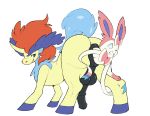  2019 ambiguous_gender anal anal_vore animal_genitalia animal_penis anus balls black_penis blue_eyes butt digital_media_(artwork) duo eeveelution equine_penis eroborus feral forced fur hi_res hyper hyper_anus keldeo keldeo_(ordinary_form) legendary_pok&eacute;mon looking_back male male_pred mammal nintendo penis pok&eacute;mon pok&eacute;mon_(species) puffy_anus ribbons simple_background smile sylveon video_games vore white_fur 