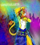 belly_dancing clothed clothing dancing felid leo_agate lion male mammal pantherine rave topless