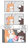 absurd_res anthro breasts chinchilla chinchillid clothed clothing comic dialogue dildo duo female hi_res lagomorph leporid male male/female mammal rabbit rodent sex_toy strapon tina_(tonytoran) tony_(tonytoran) tonytoran topless