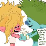 1:1 2024 asking asking_another black_eyebrows black_mouth blonde_hair blue_body blue_eyes blue_nose blue_skin clay_(trolls) clothed clothed_female clothed_humanoid clothed_male clothing dialogue digital_drawing_(artwork) digital_media_(artwork) dreamworks duo english_description english_text eye_contact eyebrows eyelashes female female_humanoid green_clothing green_hair green_leotard hair hand_holding heart_symbol hi_res humanoid humanoid_pointy_ears larger_humanoid larger_male leotard looking_at_another love male male/female not_furry open_mouth open_smile pink_body pink_eyes pink_skin pointy_ears question shaded size_difference smaller_female smaller_humanoid smile smiling_at_another smiling_at_each_other smiling_at_partner standing talking_to_another talking_to_partner teeth text troll_(mythology) troll_(trolls) trolls_(dreamworks) viva_(trolls) wavy_hair white_clothing white_leotard wolflly10 yellow_wristband