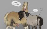 after_sex animal_genitalia animal_penis anus balls belgian_draft_horse big_balls big_penis blonde_hair blue_eyes blush bodily_fluids butt caro_(fenn.perrox) cum cum_drip cum_in_ass cum_inside cum_on_butt draft_horse dripping duo equid equine equine_genitalia equine_penis fenn.perrox feral feral_on_feral fur genital_fluids genitals grey_body grey_fur hair hi_res horse licking licking_lips male male/male mammal medial_ring nero_(fenn.perrox) penis puffy_anus simple_background tan_body tan_fur tongue tongue_out
