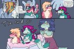 after_sex amphibian anthro basilisk_(the_owl_house) bathing_another bathing_together chimeracocks comic cuddling dialogue english_text extreme_size_difference group hi_res male male/male newt salamander size_difference text trio