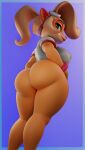 2025 3d_(artwork) absurd_res accessory activision anthro bandicoot big_breasts big_butt blonde_hair border bottomless bottomless_anthro bottomless_female breasts bubble_butt butt clothed clothing coco_bandicoot countershade_face countershading crash_bandicoot_(series) digital_media_(artwork) eyewear eyewear_on_head female goggles goggles_on_head hair hair_accessory hi_res looking_at_viewer mammal marsupial multicolored_face nipple_outline no_underwear orange_body orange_skin partially_clothed ponytail portrait scrunchie shirt side_boob smile smiling_at_viewer solo standing tan_body tan_countershading tan_skin thick_thighs three-quarter_portrait tied_hair topwear two_tone_face vensaku white_clothing white_shirt white_topwear wrist_scrunchie