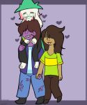  &lt;3 ambiguous_gender blush boss_monster brown_hair caprine clothing deltarune eyewear female freckles fur glasses goat goatboyalex green_hat green_shirt hair hand_holding human jeans kris_(deltarune) long_hair male mammal pants pink_hair purple_skin ralsei romantic_couple scalie susie_(deltarune) teeth tongue tongue_out torn_clothing torn_jeans torn_pants undertale video_games white_fur 