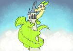  claws cuphead_(game) dragon eligecos grim_matchstick scalie sky small_wings solo video_games wings 