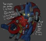 3_toes anal anthro ballistamon bandai_namco blue_eyes claws digimon digimon_(species) digimon_xros_wars duo electronics feet genitals hands_behind_head hi_res jagged_mouth machine male male/male penis pirruwan red_body scalie scarf sex shaking shoutmon shoutmon_(king_ver.) size_difference small_dom_big_sub tail toes trembling yellow_eyes