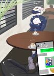 2025 absurd_res anon_(snoot_game) anthro artist_name background_character beverage blinds blush blush_lines boca_juniors bodily_fluids bottomwear bovid breasts caprine cavemanon_studios chair chat clothing coffee coffee_shop colored comic container cup digital_drawing_(artwork) digital_media_(artwork) dress duo electronics equid equine eyebrows eyelashes fang_(gvh) female fingers first_person_view footwear fur furniture goodbye_volcano_high heart_symbol hi_res high_heels horse human line_art looking_at_viewer male male/female mammal mask meme nervous nervous_sweat on_chair onna_(starfish_nebula) orange_eyes pants phone phone_screen photo plant pov_hands prehistoric_species pterosaur reptile scalie shaded sheep shoes signature sitting sitting_on_chair snoot_game spanish_text spread_legs spreading starfish_nebula steam street sweat table text text_box white_body white_fur window wings wood wood_furniture