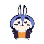 anthro beebot chibi clothed clothed_anthro clothed_male clothing innocent_expression innocent_face_of_pure_innocence innocent_smile judas_iscariot judas_iscariot_(film) lagomorph leporid looking_at_viewer male mammal official_art rabbit red_eyes religion simple_background smile smiling_at_viewer solo white_background