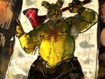 2025 4:3 absurd_res animatronic anthro areola axe barazoku belly belt biceps big_muscles bodily_fluids bottomwear breath clothed clothing ezi_zeke five_nights_at_freddy&#039;s five_nights_at_freddy&#039;s_3 fur hi_res holding_axe holding_object holding_weapon inside lagomorph lens_flare leporid looking_at_viewer machine male mammal manly musclegut muscular muscular_anthro muscular_male musk musk_clouds narrowed_eyes nipples open_mouth open_smile painterly pants pecs rabbit robot scar scottgames signature simple_background smile solo springtrap_(fnaf) standing sweat teeth thick_arms topless topless_anthro topless_male tuft weapon wire