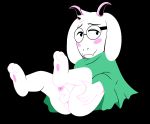  blush caprine enookie erectino eyewear foreskin fur glasses goat humanoid_penis male mammal monster penis perineum ralsei simple_background solo uncut white_fur 