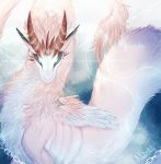  2017 blue_eyes digital_media_(artwork) digital_painting_(artwork) dragon feral fur furred_dragon horn nashiholy solo white_fur 