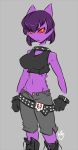  belt biped boots breasts clothing collar crop_top disembodied_hand disembodied_head duckdraw eyelashes fan_character floating_hands floating_head footwear ghost gloves grey_background hair haunter humanoid navel nintendo nipple_bulge pok&eacute;mon pok&eacute;mon_(species) portrait pouting purple_body purple_hair red_sclera shirt short_hair shorts simple_background slim solo spiked_collar spikes spirit standing three-quarter_portrait video_games violet_(duckdraw) yellow_eyes 