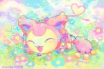 artist_name closed_eyes cloud colorful commentary english_commentary fangs grass heisei_retro highres hue_shifting jewelry necklace neogeopet no_humans object_focus open_mouth outdoors pokemon pokemon_(creature) skitty sky smile sparkle star_(symbol) still_life stuffed_animal stuffed_cat stuffed_toy yume_kawaii 