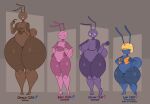 ant antennae_(anatomy) anthro arthropod bari_(dozighost) big_breasts breasts choco_(dozighost) clover_(dozighost) dozighost english_text female group hi_res humanoid hymenopteran insect lim_(dozighost) male male/female tagme text thick_thighs wide_hips
