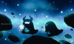  artist_name highres horns hoshikui night night_sky no_humans original outdoors rock shoutarou_(shoutarotttt) sky space star_(sky) star_(symbol) starry_sky 