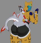 absurd_res against_surface against_wall anal anthro armor balls big_butt butt cheetah cheetor cute_fangs duo fangs felid feline femboy fish from_behind_position genitals green_eyes hasbro headgear helmet hi_res horn horned_helmet male male/male mammal marine nsfwblaster penis rear_view sex shark size_difference small_dom_big_sub tail takara_tomy teeth thick_thighs transformers transformers:_beast_wars