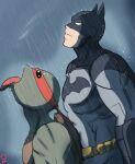 2024 anthro batman batman_(series) cosplay crossover crossover_cosplay dc_comics digital_drawing_(artwork) digital_media_(artwork) duo green_body green_scales hi_res human light-skinned_male light_body light_skin male mammal muscular muscular_human muscular_male raining raphael_(tmnt) reptile scales scalie superhero teenage_mutant_ninja_turtles tongue tongue_out turtle watermark yoshikage_anon yummy_rain_(meme)