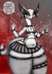 2025 absurd_res anthro bottomwear bracelet breasts cigarette clothing collar english_text facial_piercing female grey_body grey_scales hi_res huge_thighs jewelry leggings legwear lip_piercing lizard multicolored_body multicolored_scales narin_giso navel necklace non-mammal_breasts open_mouth piercing profanity red_eyes reptile scales scalie skirt slightly_chubby slightly_chubby_anthro slightly_chubby_female smoke solo speech_bubble text thick_thighs topwear two_tone_body two_tone_scales viroveteruscy warning_cream_filled wide_hips