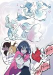 ambiguous_gender anthro antlers armor asterozoan biped black_hair blonde_hair blue_body blue_hair blue_skin blush blush_lines bodily_fluids bodysuit brionne clothing darkner deer deltarune echinoderm elemental_creature english_text female feral fool&#039;s_hat fur generation_7_pokemon gesture green_eyes group hair hand_gesture hat headgear headwear heart_symbol hi_res horn human kris_(deltarune) long_hair mammal marine miss_mizzle mizzle_(deltarune) musical_note musical_symbol nintendo noelle_holiday nose_to_nose pink_nose pink_scarf pointing pokemon pokemon_(species) primarina purple_body purple_skin quadruped red_eyes s_putnik_2 scalie scarf singing skinsuit soul_(undertale) starfish starfish_(accessory) susie_(deltarune) sweat sweatdrop symbol tan_body tan_fur text tight_clothing tremble_lines tremble_spikes undertale_(series) water water_creature white_body white_skin yellow_sclera