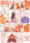absurd_res american_opossum anthro avian big_breasts bird blood bodily_fluids breasts buscapleitos_(smashmat) clothing comic desamistesae_fafratarello_flumendo_styx dialogue dulce_(smashmat) english_text female genet group gull hi_res huge_filesize lari larid lucia_(smashmat) mammal marsupial muscular muscular_female paris_(smashmat) procyonid profanity pronghorn raccoon restaurant slightly_chubby smashmat text thick_thighs uniform viverrid wide_hips