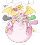 2025 2_horns absurd_res anthro bed big_diaper blush bodily_fluids bow_ribbon bukkake bulge cheek_bulge clothed clothing clothing_lift colored crossdressing cum cum_in_diaper cum_in_mouth cum_inside cum_on_belly cum_on_body diaper diaper_bulge disembodied_penis dragon dress dress_lift erection erection_in_diaper erection_under_clothing eye_roll feces fellatio frilly frilly_clothing frilly_dress furniture genital_fluids genitals group hi_res horn huge_diaper knot knotted_penis legwear looking_pleasured lying male male/male membrane_(anatomy) membranous_wings mythological_creature mythological_scalie mythology on_back on_bed oral pattern_clothing pattern_legwear pattern_thigh_highs penile penis pink_bow pink_clothing pink_diaper pink_dress pink_legwear pink_thigh_highs pooping scalie sex signature soiled_diaper soiling soiling_diaper solo_focus sophiepoof striped_clothing striped_legwear striped_thigh_highs stripes thigh_highs unclean_diaper used_diaper wearing_diaper wings yellow_body yellow_skin