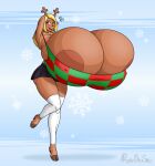 2025 anthro antlers aregularblueslime areola areola_slip big_areola big_breasts big_butt big_nipples blonde_hair blush bottomwear breasts brown_body brown_fur butt checkered checkered_clothing checkered_topwear clothing curvy_figure deer deltarune female fur hair hi_res holidays hooves horn huge_areola huge_breasts huge_nipples hyper hyper_breasts long_hair mammal miniskirt monster new_world_deer nipples noelle_holiday open_mouth pattern_clothing pattern_topwear red_nose reindeer shy skirt solo tan_body tan_fur text thick_thighs topwear undertale_(series) voluptuous voluptuous_female