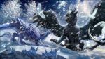 black_body black_feathers blue_body blue_feathers blue_fur broken_crown dragon duo feathered_wings feathers female female/female feral fur fur_markings furred_dragon furred_scalie growling judgement markings multicolored_body multicolored_fur mythological_creature mythological_scalie mythology red-izak scalie spiked_tail spikes spikes_(anatomy) submissive tail threatening two_tone_body two_tone_fur wings zephy_(nightfire_zephyr)