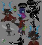  ... 1boy 1girl 1other absurdres androgynous animal_ears animal_nose antlers armor baseball_bat black_armor blue_eyes blue_horns blue_pants blue_skin brown_fur brown_hair colored_skin commentary december_holiday deer_antlers deer_ears deer_girl deltarune design_speculation english_commentary english_text evil_smile expressionless fake_horns feathered_wings furry furry_female green_sweater hair_between_eyes heart highres holding holding_baseball_bat horns jacket kris_(dark_world)_(deltarune) kris_(deltarune) medium_hair messy_hair moonpaw17 multiple_views no_eyes pants pointing ralsei red_jacket red_scarf roaring_knight scarf short_hair simple_background smile speech_bubble spoilers spotted_fur sweater wings 