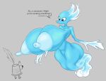 1_eye 2025 ambiguous_gender anthro areola big_areola big_breasts big_butt big_nipples biped blue_areola blue_body blue_nipples breasts bulging_eyes butt container cup cup_soldier darkner deltarune duo elemental_creature english_text feathers female grey_background hi_res huge_areola huge_breasts huge_butt huge_hips huge_nipples hyper hyper_areola hyper_breasts hyper_nipples looking_at_another miss_mizzle mizzle_(deltarune) nipple_dip nipples puffy_nipples simple_background size_difference speech_bubble surprised_expression text undertale_(series) vr457 water water_creature wide_hips