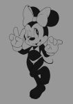 2025 4_fingers 4_toes accessory anthro barefoot big_bow big_hands bikini black_body black_ears black_eyes black_fur black_nose black_tail blush blush_lines bow_ribbon clothing countershade_face countershading digital_drawing_(artwork) digital_media_(artwork) disney eyelashes feet female female_anthro fingers fur gaturo gesture gloves greyscale hair_accessory hair_bow hair_ribbon hand_gesture handwear hi_res looking_up mammal minnie_mouse monochrome mouse murid murine on_one_leg one_eye_closed open_mouth open_smile pupils ribbons rodent round_ears round_nose smile solo standing swimwear tail toes tongue two-piece_swimsuit v_sign white_pupils