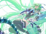  1girl armor black_leotard blue_armor boobplate breasts clear_wing_synchro_dragon commission dragon_girl green_hair green_wings headgear large_breasts leotard long_hair personification simple_background solo white_background wings yu-gi-oh! zackpyo 