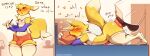 absurd_res anal anal_penetration animal_genitalia anthro bandai_namco bed blush blush_lines bottomless bulge clothed clothing comic dialogue digimon digimon_(species) disembodied_penis doggystyle duo english_text eyes_closed femboy femboy_hooters from_behind_position furniture genitals handwear heart_symbol hi_res huge_filesize inside knot knotting legwear looking_at_viewer looking_pleasured lying male male/male moan mostly_offscreen_character nepentz on_bed on_front open_mouth penetration penile penile_penetration penis penis_in_ass question_mark raised_tail renamon sex shaded sheath simple_background standing stockings tail text tongue tongue_out url waiter