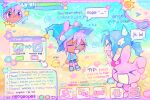  &gt;_&lt; 2others ^_^ androgynous animal_ears bird blue_hair blue_hat chat_log chibi chibi_only closed_eyes colorful commentary cursor dark_skin english_commentary english_text gameplay_mechanics hair_ornament hat heads-up_display heisei_retro highres hue_shifting minimap mmorpg multiple_others neogeopet open_mouth original other_focus ponytail purple_hair rabbit rabbit_ears short_hair smile speech_bubble sweatdrop user_interface window_(computing) wing_hair_ornament 