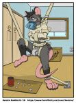 2019 4_toes anthro artist_name balls bdsm bedroom big_ears blinds blue_wall bondage border bound box cardboard cardboard_box chastity_cage chastity_device closet container cup detailed_background dice digital_drawing_(artwork) digital_media_(artwork) english_text feet felix_(trashrat) floor fur genital_piercing genitals grey_balls grey_body grey_eyes grey_fur grey_hair hair hi_res inside kemira lock long_tail looking_down lost_bet male mammal metal_chastity_cage monotone_body monotone_fur murid murine muzzle_(object) muzzled on_one_leg outlet partial_suspension penis penis_piercing piercing pink_feet pink_inner_ear pink_snout prince_albert_piercing raised_leg rat rat_tail restraints rodent round_ears solo standing straitjacket strapped straps suspension suspension_bondage tail text toes translucent_muzzle url white_border window wood wood_floor worried yahtzee