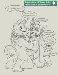 2025 absurd_res andromorph animal_genitalia anthro anthro_transformation asher_(razim) bandai_namco bodily_fluids clone_transformation clothed clothing collar dialogue digimon digimon_(species) docking drooling english_text facial_markings fully_sheathed genitals head_markings hi_res holy_ring human_to_anthro hypnosis identity_conversion identity_death intersex kneeling kneeling_on_ground labramon male male/male markings mind_control nude oversized_clothing pawpads paws penile saliva sex sheath species_transformation tail text theottersurrii tongue tongue_out transformation wristband