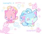  animal_ears animal_focus antennae artist_name blue_fur bubble cat_ears closed_eyes colored_skin commentary english_commentary fakemon fusion gem heart highres hue_shifting manaphy neogeopet no_humans original pink_skin pokemon pokemon_(creature) pokemon_focus simple_background skitty smile star_(symbol) white_background 