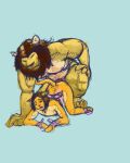 4:5 all_fours anal anal_penetration anthro bell big_dom_small_sub bow_ribbon brown_mane claws collar domestic_cat dominant duo erection eyes_closed felid feline felis fur genitals guide_lines hair hand_on_knee hand_on_leg hi_res jeri_kleinlowe kneeling lion male male/male mammal mane nude open_mouth orange_body orange_fur pantherine penetration penis size_difference smile tan_body tan_fur
