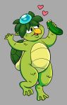 2025 3_toes 4_fingers anthro asian_mythology beak beastofeuthanasia bitten_food black_eyes chubby_cheeks colored cucumber digital_drawing_(artwork) digital_media_(artwork) east_asian_mythology english_description feet fingers food fruit green_hair green_shell grey_background hair heart_symbol hi_res holding_cucumber japanese_mythology kappa leaf leaf_hair light lighting male male_anthro membrane_(anatomy) multicolored_body multicolored_scales mythology nude_anthro nude_male open_mouth open_smile plant plant_hair pseudo_hair scales shaded shell short_hair simple_background smile solo thick_thighs toes two_tone_body two_tone_scales webbed_feet webbed_hands yellow_beak yokai
