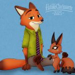 1:1 anthro canid canine crossover digital_drawing_(artwork) digital_media_(artwork) disney duo ears_up fox generation_8_pokemon hatakeclarissarts hi_res male male/male mammal nick_wilde nickit nintendo paws pokemon pokemon_(species) tail zootopia
